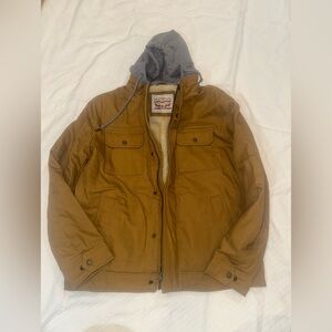 Levi Strauss & Co. Men's Brown Jacket with Gray Hood